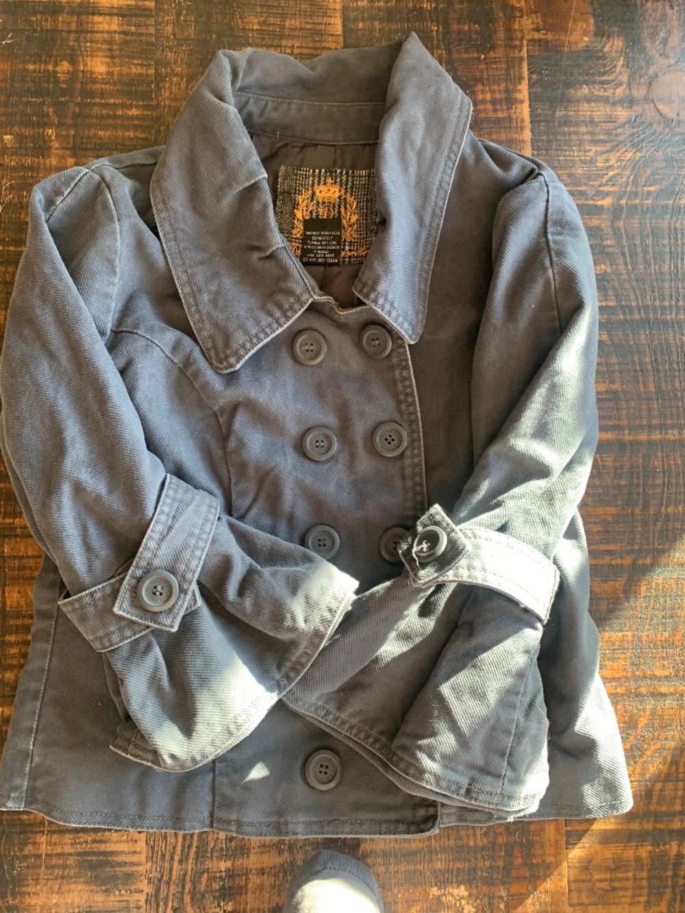 Vintage Y2K B.B. Dakota Military Jacket Womens M Gray Double Breasted 2000s